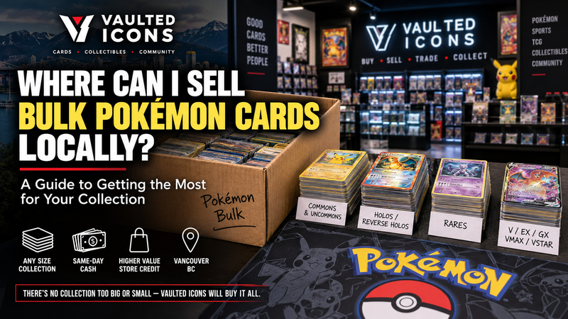 Sell bulk Pokemon cards locally in Vancouver BC at Vaulted Icons