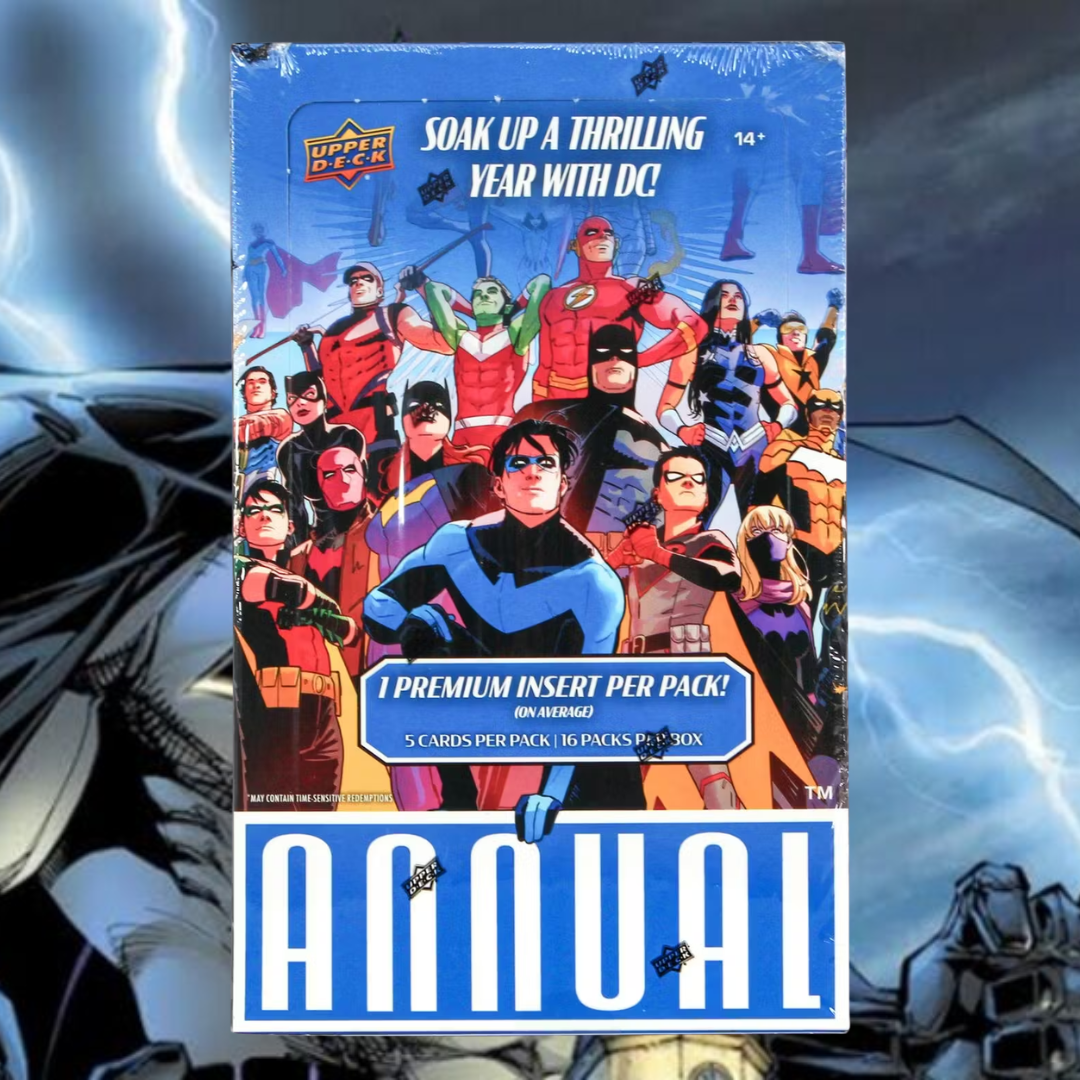 2023-24 Upper Deck DC Annual Hobby Box sealed trading cards box featuring DC superheroes